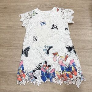 3 for $6 Blossom Couture Butterfly Lace White Dress summer beach vacation boho
